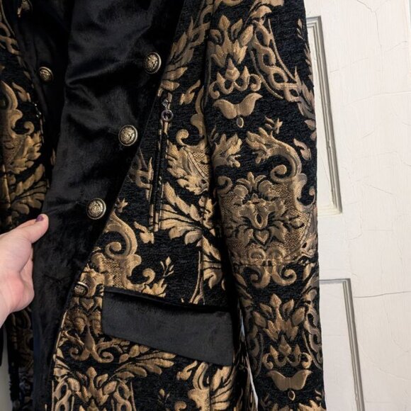 Angelino MAJESTY Gold Black Long Men's Blazer Suit Jacket Coat Size 38 - Picture 6 of 8